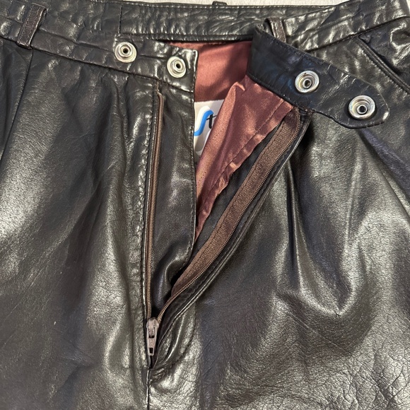 Vintage 80s Leather Motorcycle Pants Black Retro Women’s Sterling Stall 31x31 - Picture 4 of 10